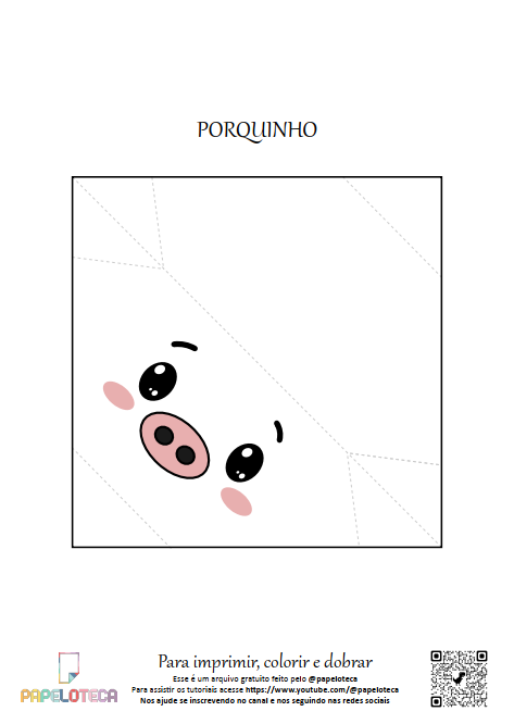 Porquinho 1 - Molde Origami